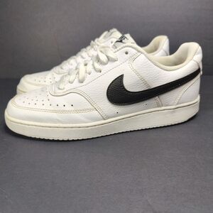 Nike Court Vision White Black Basketball Leather Sneakers Women's Shoes Size 9